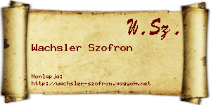 Wachsler Szofron névjegykártya